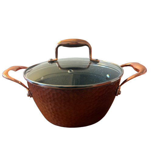 Set Bucătărie 7 Piese Bronz – Oale și Tigaie Antiaderente, Sustenabile + Set de Cuțite Cadou Set Bucătărie 7 Piese Bronz – Oale și Tigaie Antiaderente, Sustenabile + Set de Cuțite Cadou